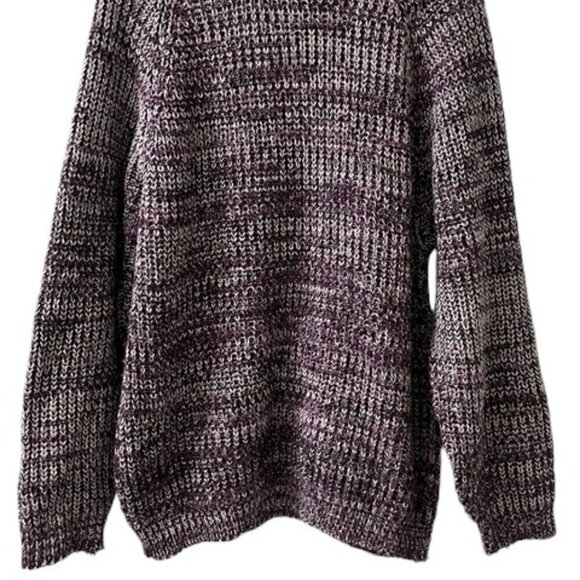 Vintage Segments Men's Purple Marled Crewneck Chunky Knit Pullover Sweater - Picture 3 of 9